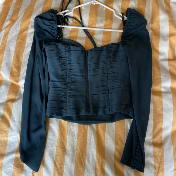 Self Portrait crepe cut out top in slate - Picture 5 of 5